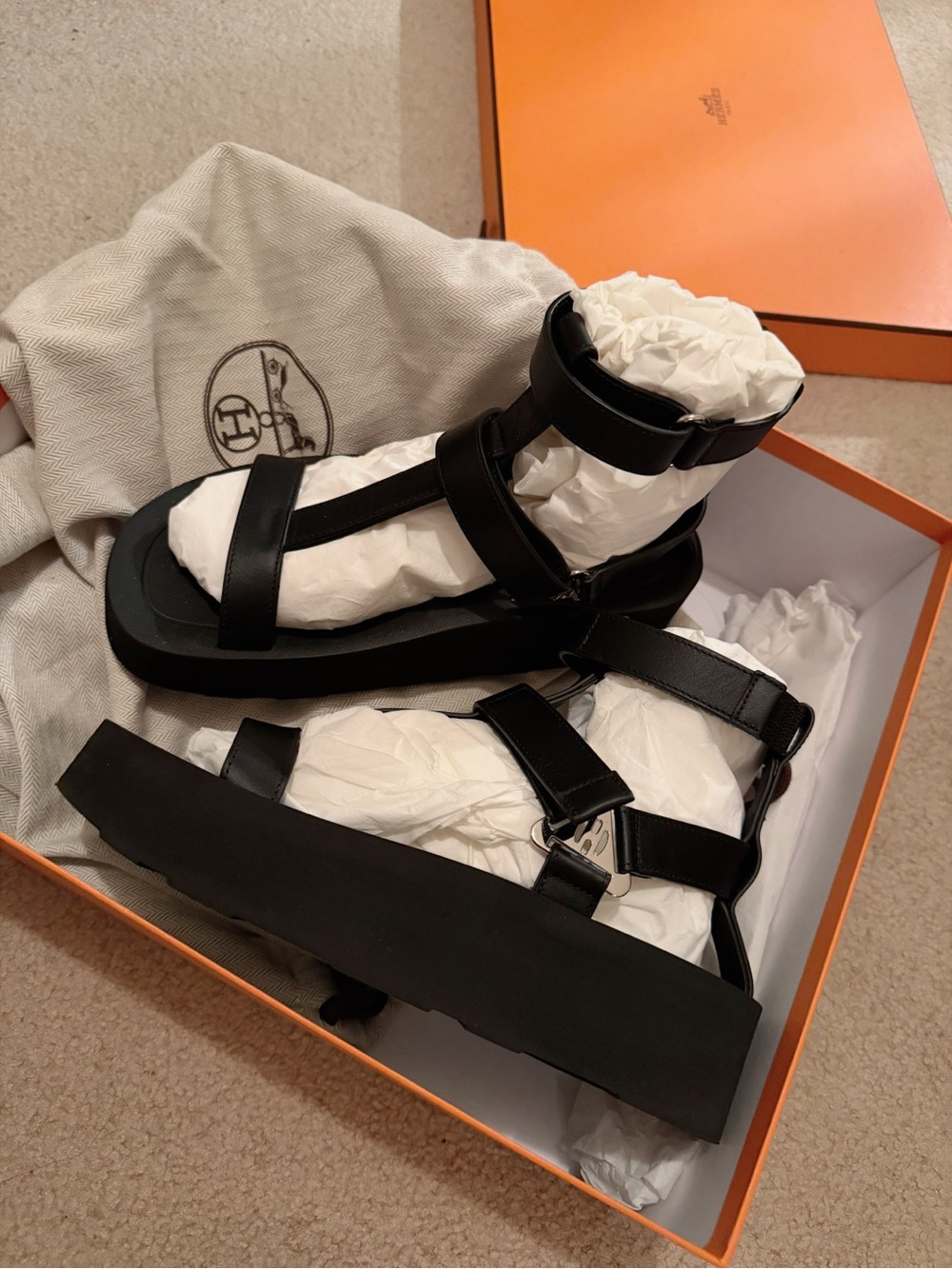 Hermes Black Leather Sandals - Picture 3 of 4
